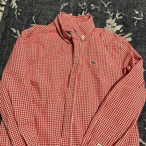Boys Vineyard Vines RED Gingham Dress shirt Sz 8-10